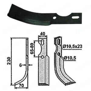 Cutit motocultor 230mm x 40mm (stânga)